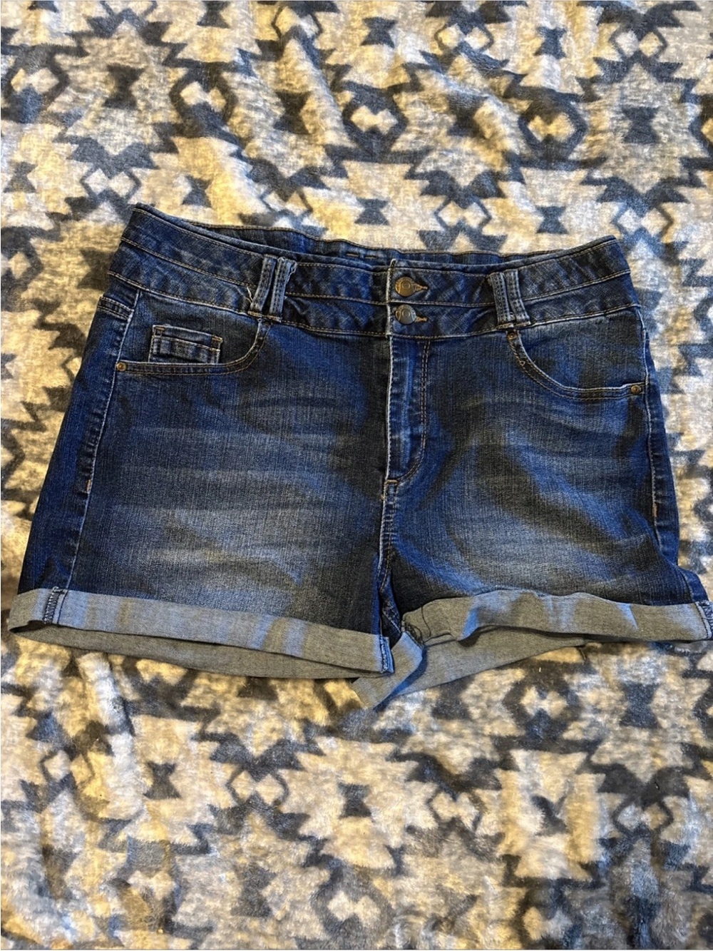 Blue Spice Dark Blue Rolled Cuff Denim Shorts